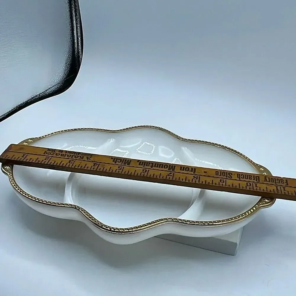 Vintage Anchor Hoking Fire-King divided relish tray 22K trim.